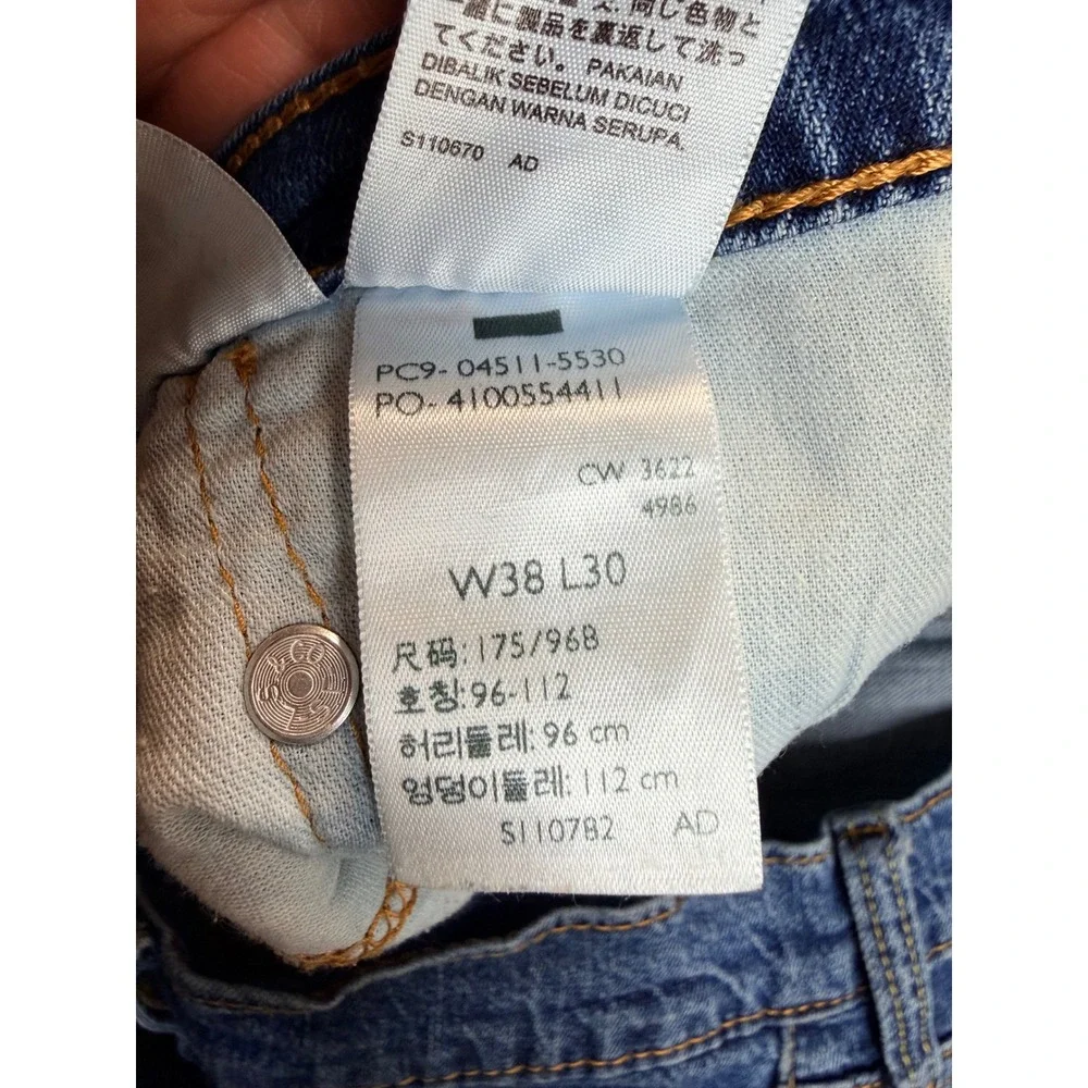 Levis 511 Slim Fit Jeans Mens 38x30 Blue Denim Cotton Workwear Streetwear Pants